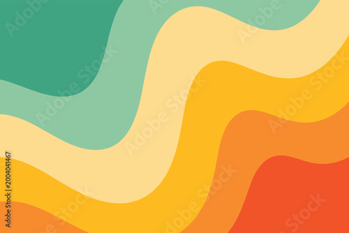 Retro Abstract Wavy Background in Warm Orange Yellow and Teal Tones flowing