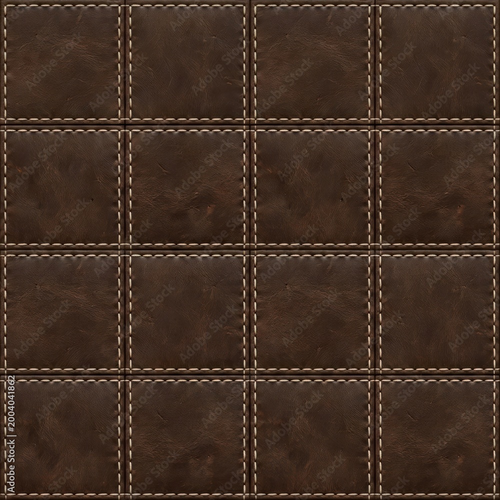 Fototapeta premium Brown leather texture background squares.