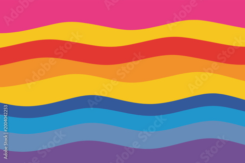 Vibrant Rainbow Wave Pattern with Multiple Color Bands and Curved Lines