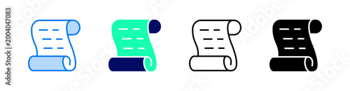 фотографія Scroll Multiple Style Icon Set Vector