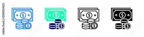 Foto Income Multiple Style Icon Set Vector