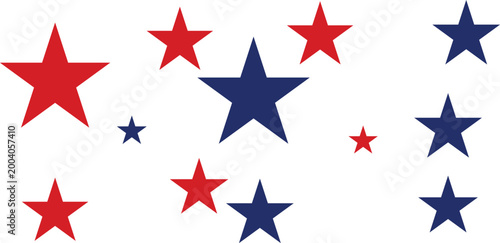 Seamless american patriotic star pattern background, red and blue stars