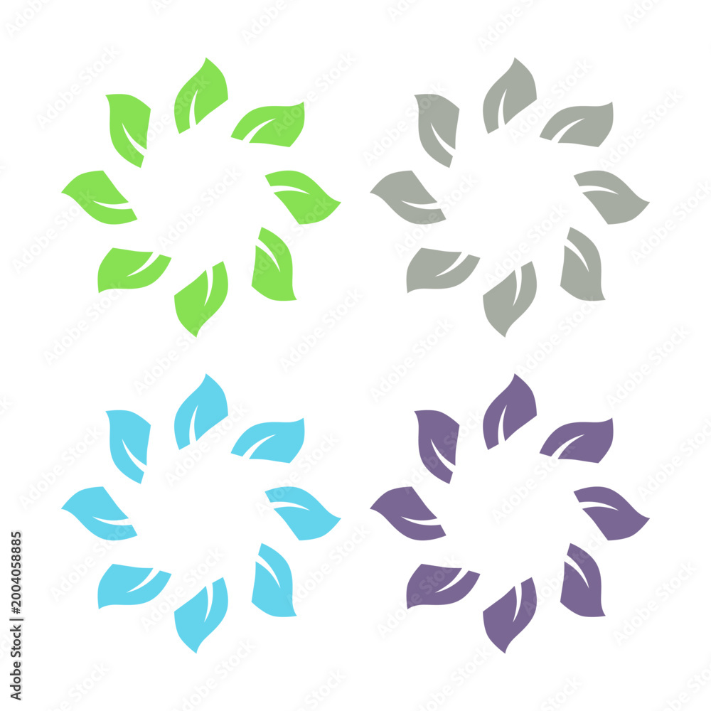 Fototapeta premium GREEN LEAVES IN CIRCLE SIGN SYMBOL LOGO VECTOR
