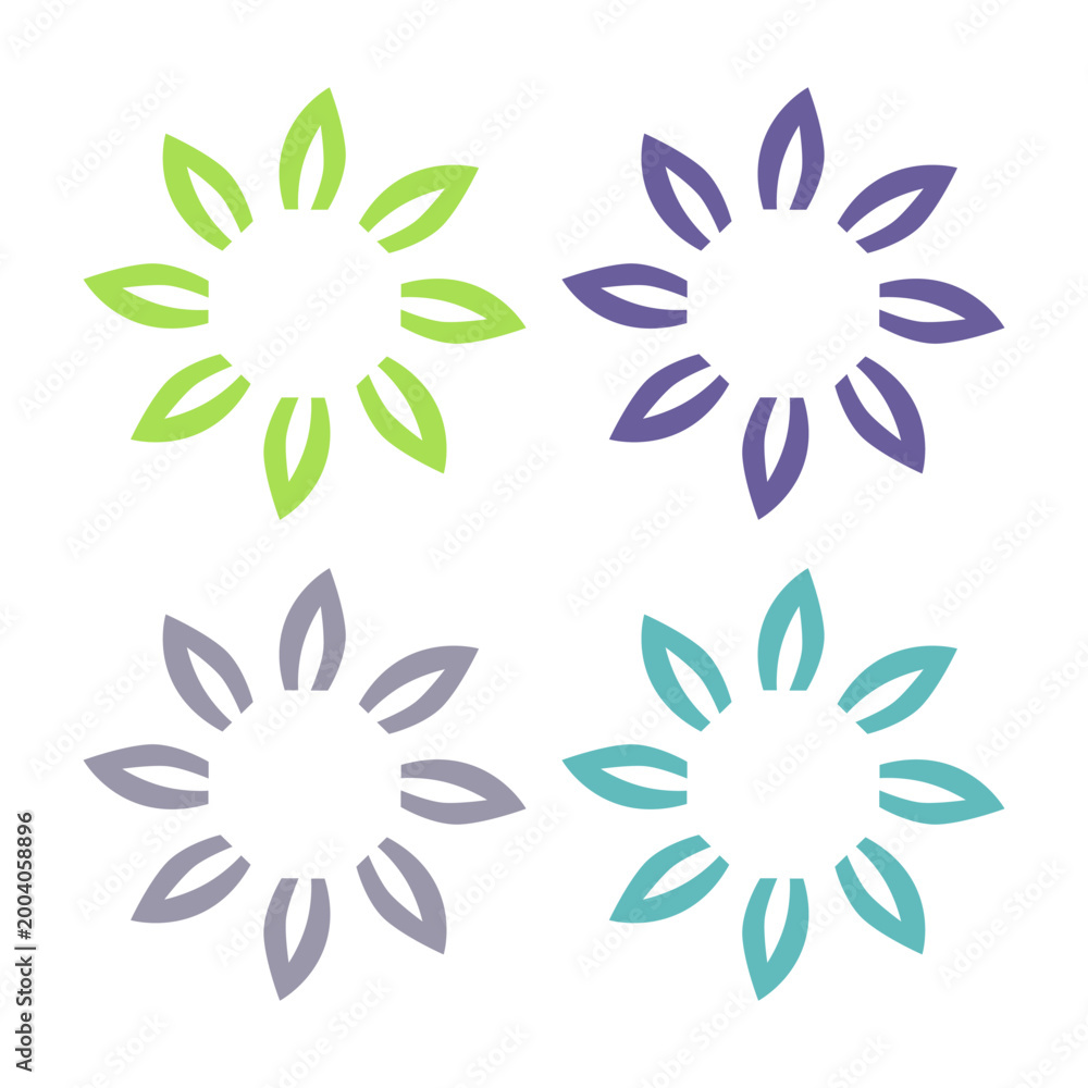 Fototapeta premium GREEN LEAVES IN CIRCLE SIGN SYMBOL LOGO VECTOR