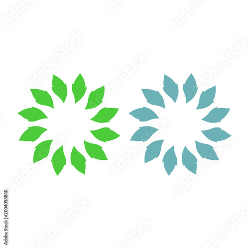 GREEN LEAVES IN CIRCLE SIGN SYMBOL LOGO VECTOR