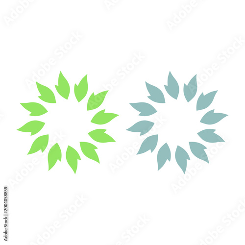 GREEN LEAVES IN CIRCLE SIGN SYMBOL LOGO VECTOR