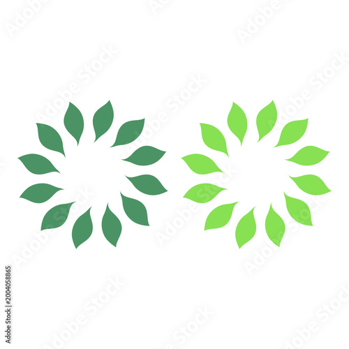 GREEN LEAVES IN CIRCLE SIGN SYMBOL LOGO VECTOR