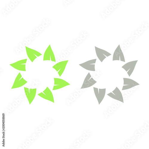 GREEN LEAVES IN CIRCLE SIGN SYMBOL LOGO VECTOR