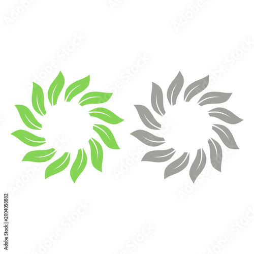 GREEN LEAVES IN CIRCLE SIGN SYMBOL LOGO VECTOR