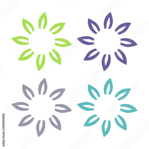 GREEN LEAVES IN CIRCLE SIGN SYMBOL LOGO VECTOR