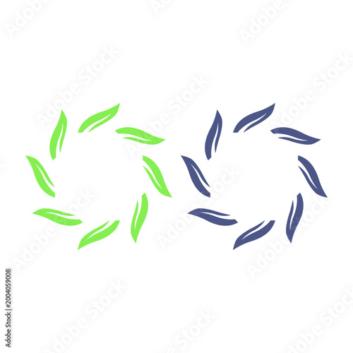 GREEN LEAVES IN CIRCLE SIGN SYMBOL LOGO VECTOR