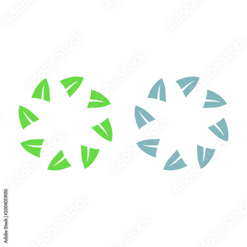 GREEN LEAVES IN CIRCLE SIGN SYMBOL LOGO VECTOR