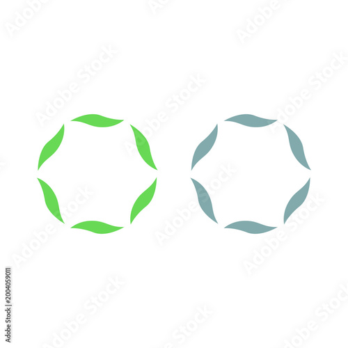 GREEN LEAVES IN CIRCLE SIGN SYMBOL LOGO VECTOR