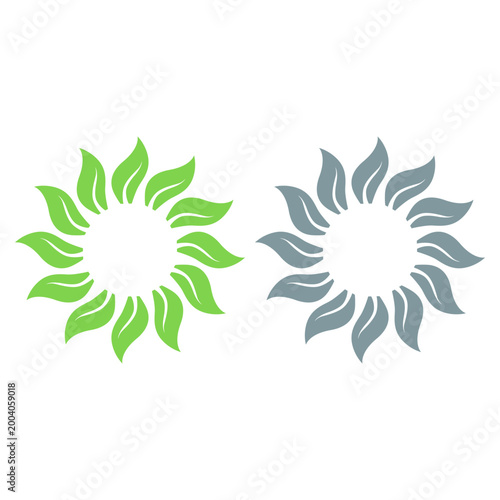 GREEN LEAVES IN CIRCLE SIGN SYMBOL LOGO VECTOR