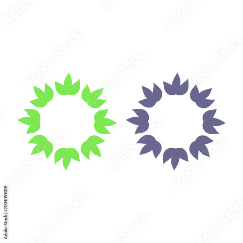 GREEN LEAVES IN CIRCLE SIGN SYMBOL LOGO VECTOR
