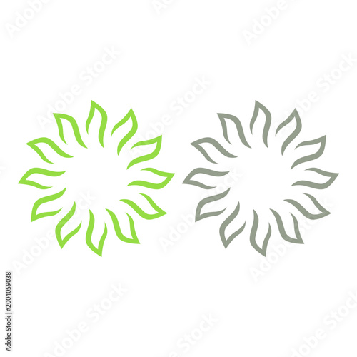 GREEN LEAVES IN CIRCLE SIGN SYMBOL LOGO VECTOR