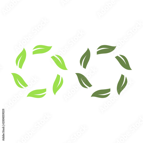 GREEN LEAVES IN CIRCLE SIGN SYMBOL LOGO VECTOR
