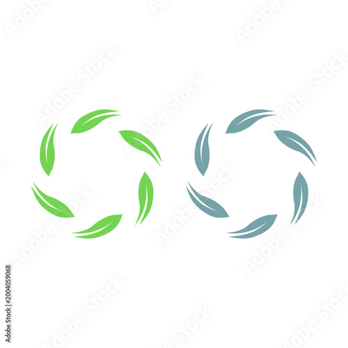GREEN LEAVES IN CIRCLE SIGN SYMBOL LOGO VECTOR