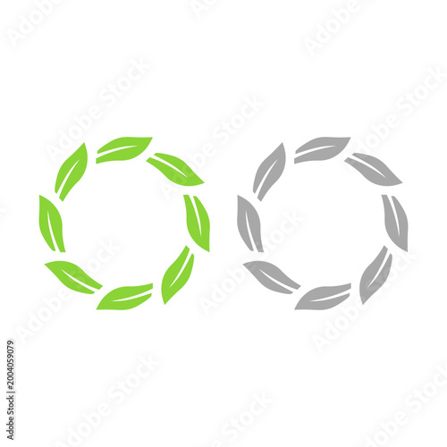 GREEN LEAVES IN CIRCLE SIGN SYMBOL LOGO VECTOR