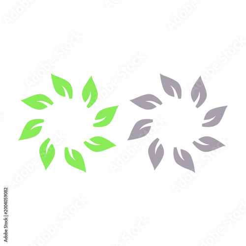 GREEN LEAVES IN CIRCLE SIGN SYMBOL LOGO VECTOR