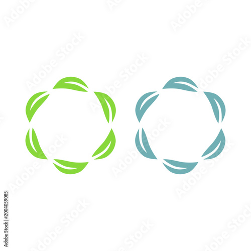GREEN LEAVES IN CIRCLE SIGN SYMBOL LOGO VECTOR