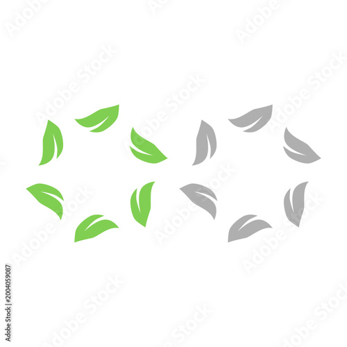 GREEN LEAVES IN CIRCLE SIGN SYMBOL LOGO VECTOR