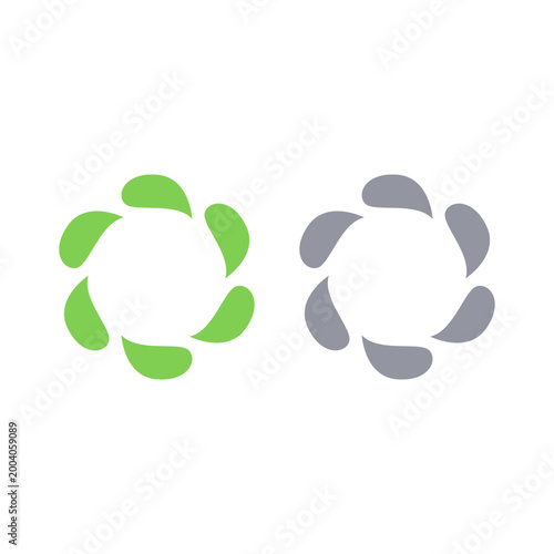 GREEN LEAVES IN CIRCLE SIGN SYMBOL LOGO VECTOR