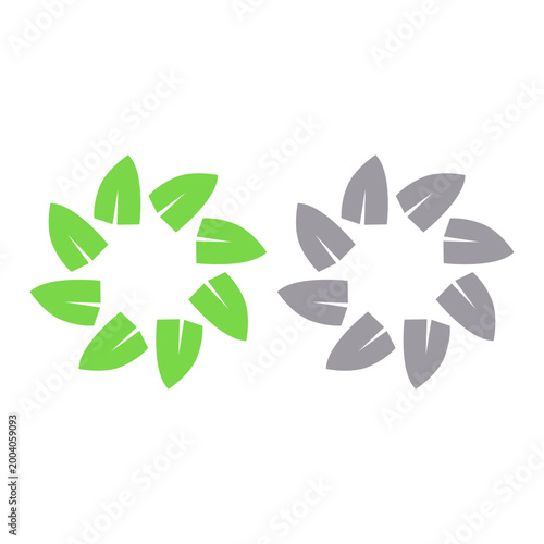 GREEN LEAVES IN CIRCLE SIGN SYMBOL LOGO VECTOR