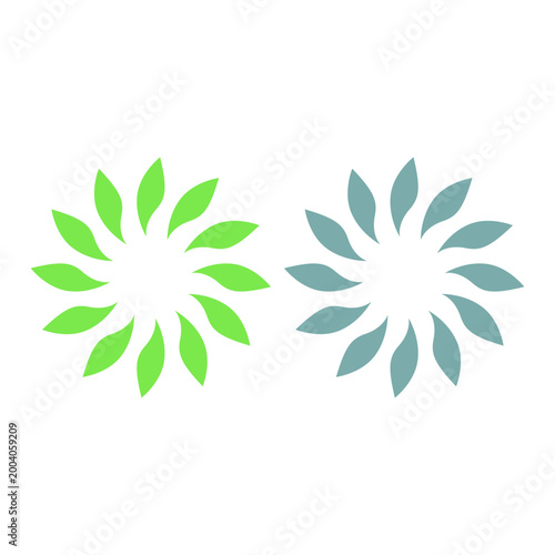 GREEN LEAVES IN CIRCLE SIGN SYMBOL LOGO VECTOR