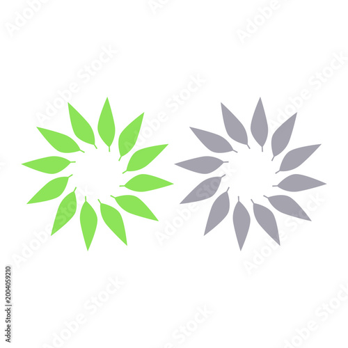 GREEN LEAVES IN CIRCLE SIGN SYMBOL LOGO VECTOR