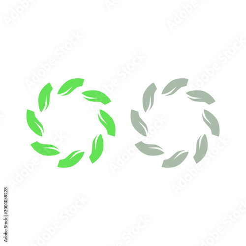 GREEN LEAVES IN CIRCLE SIGN SYMBOL LOGO VECTOR