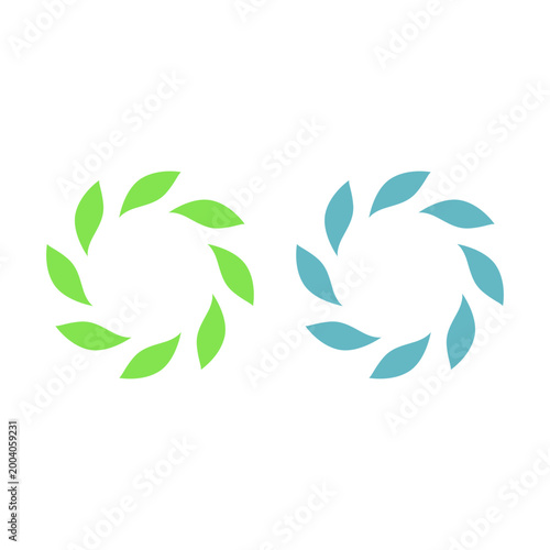 GREEN LEAVES IN CIRCLE SIGN SYMBOL LOGO VECTOR