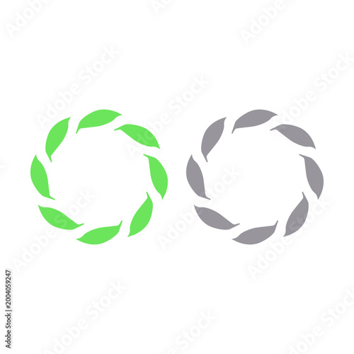 GREEN LEAVES IN CIRCLE SIGN SYMBOL LOGO VECTOR