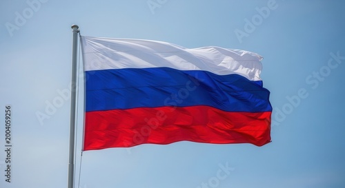 Free Download Russian flag waving in clear blue sky - GFXLoad