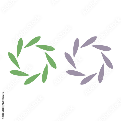 GREEN LEAVES IN CIRCLE SIGN SYMBOL LOGO VECTOR
