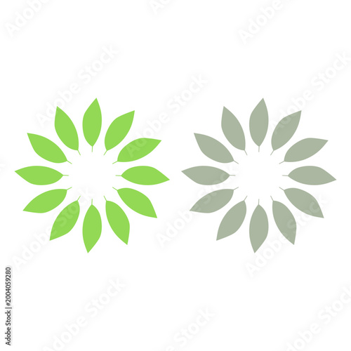 GREEN LEAVES IN CIRCLE SIGN SYMBOL LOGO VECTOR