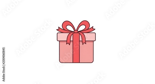 Pink gift box illustration on white background present package design