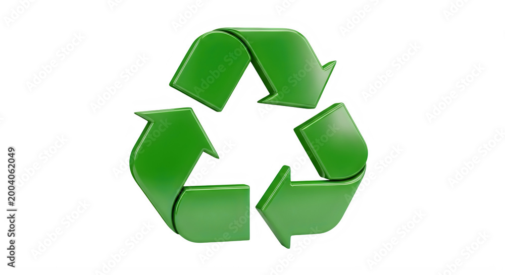 Fototapeta premium Green recycling symbol with three arrows
