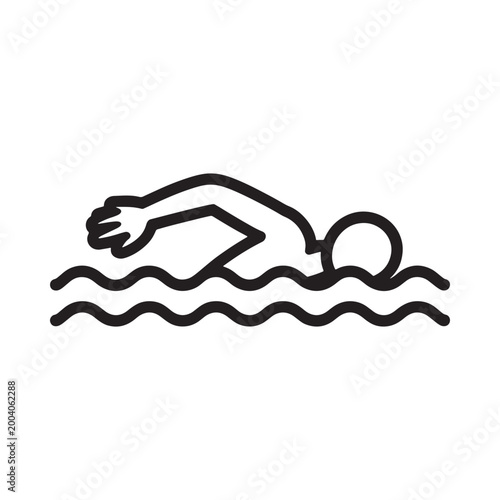 swimming icon line art style on white background
