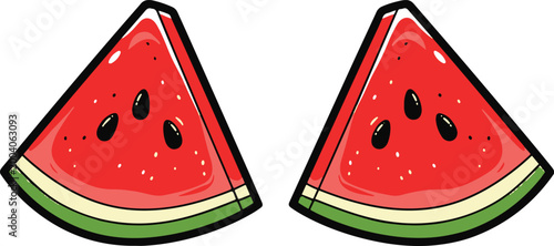 Two Slices Of Watermelon With Seeds