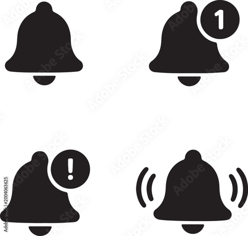 Notification Icon Pack | Alert Bell Icons | Push Notification Symbols | UI UX Vector Icons