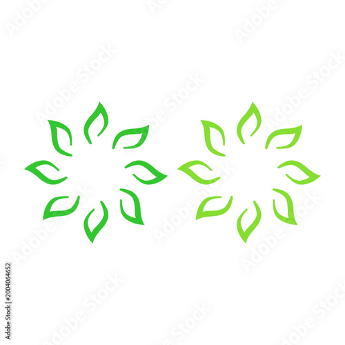 GREEN LEAVES IN CIRCLE SIGN SYMBOL LOGO VECTOR
