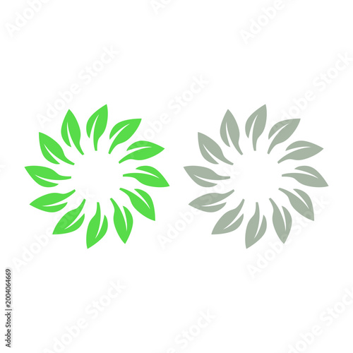 GREEN LEAVES IN CIRCLE SIGN SYMBOL LOGO VECTOR