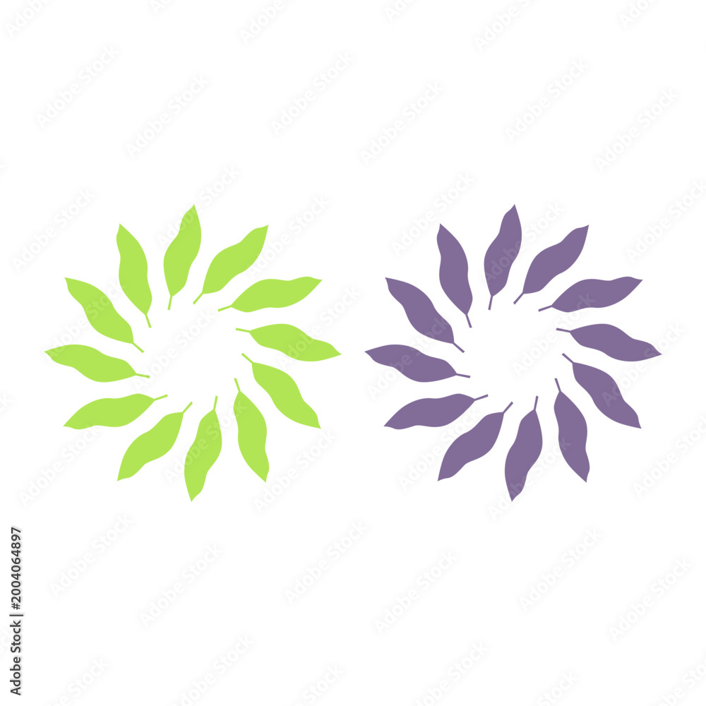 Fototapeta premium GREEN LEAVES IN CIRCLE SIGN SYMBOL LOGO VECTOR