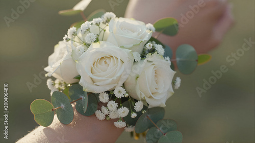 Elegant Detail of a Luxury Prom Corsage with Soft Bokeh