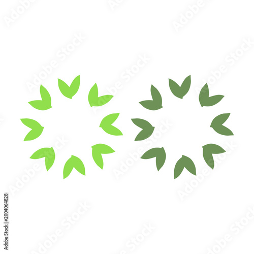 GREEN LEAVES IN CIRCLE SIGN SYMBOL LOGO VECTOR