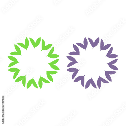 GREEN LEAVES IN CIRCLE SIGN SYMBOL LOGO VECTOR