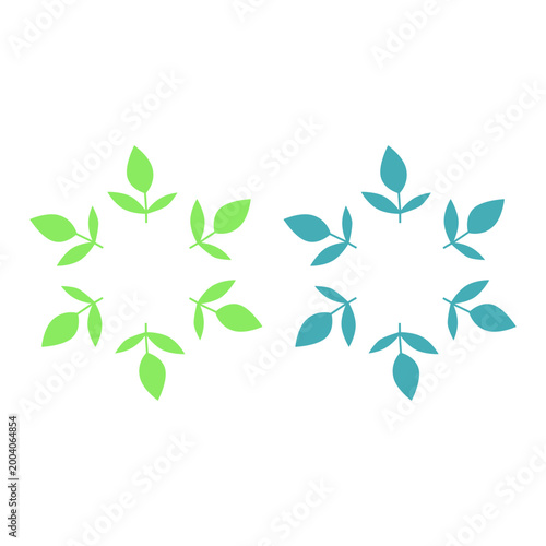 GREEN LEAVES IN CIRCLE SIGN SYMBOL LOGO VECTOR
