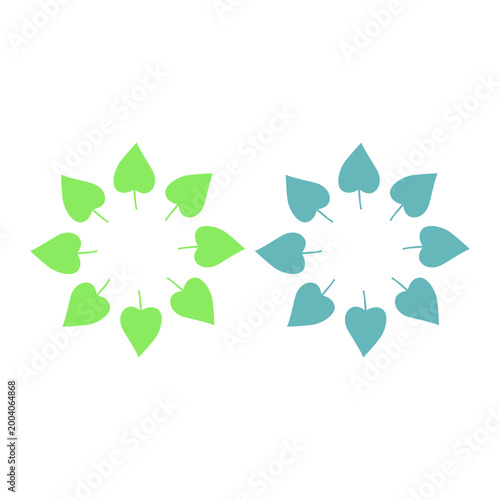 GREEN LEAVES IN CIRCLE SIGN SYMBOL LOGO VECTOR