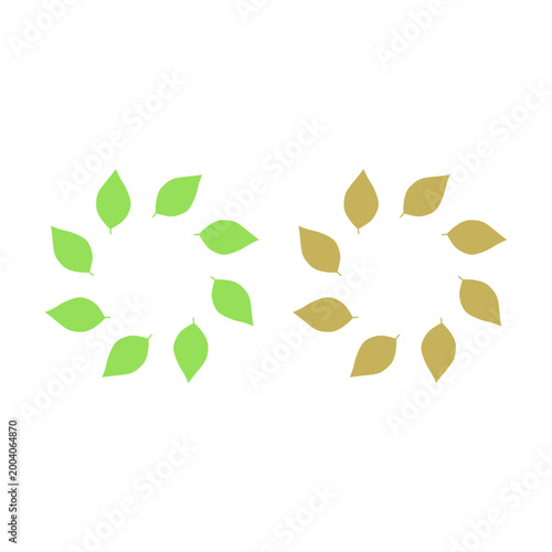 GREEN LEAVES IN CIRCLE SIGN SYMBOL LOGO VECTOR